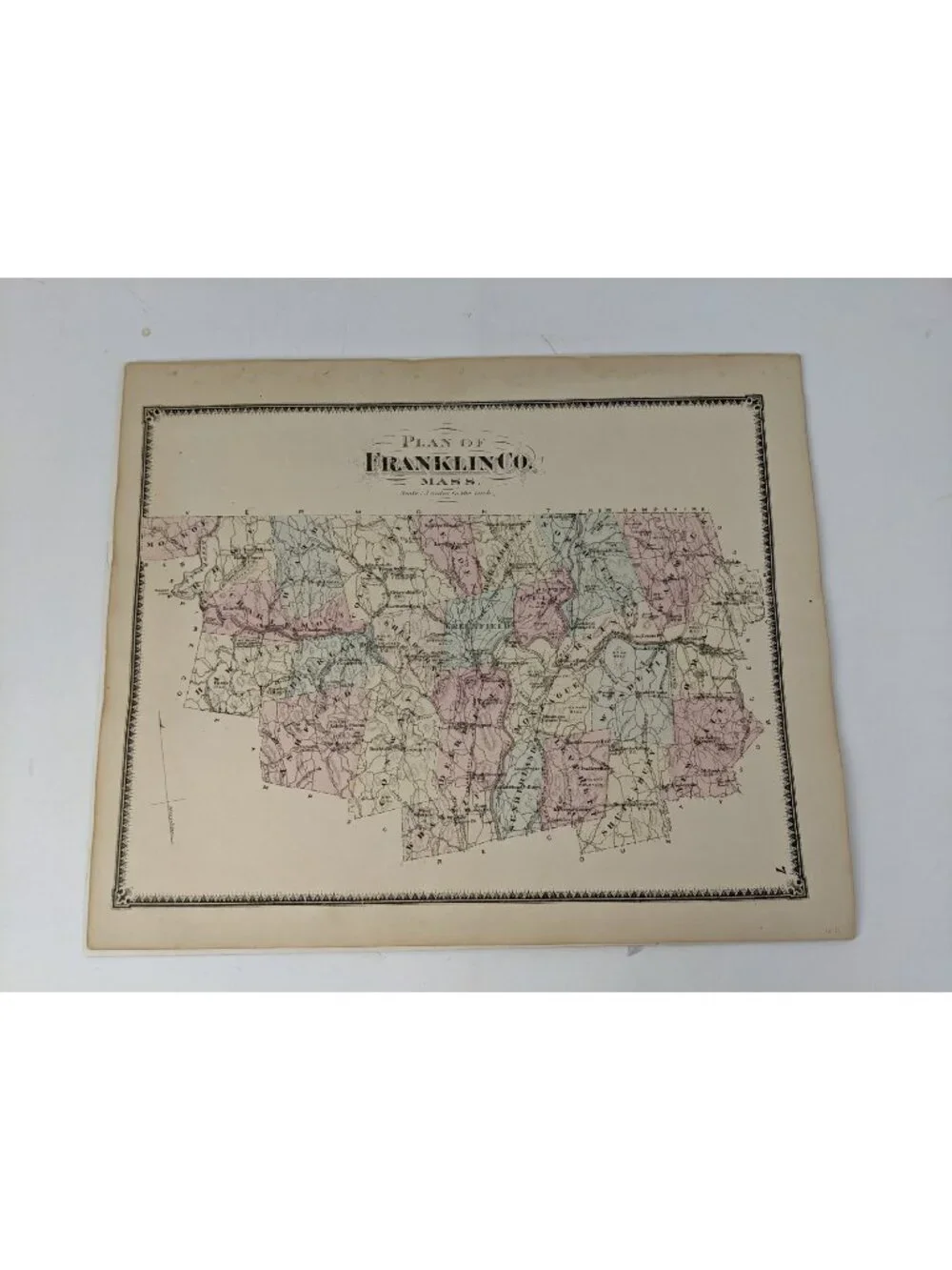 Antique Vintage 1871 Northfield, MA Franklin County Atlas Frederick Beers